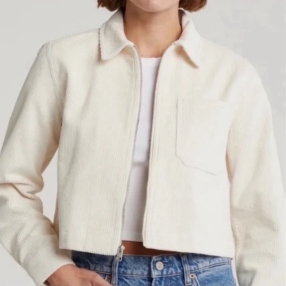 Industry Cropped White Corduroy Jacket size Small